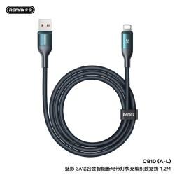 REMAX | Siren 30W aluminum alloy intelligent power-off lighting fast charging braided data cable 1.2M CB10| usb-lighting 65W | Black REMAX | Siren 30W aluminum alloy intelligent power-off lighting fast charging braided data cable 1.2M CB10| usb-lighting 65W | Black