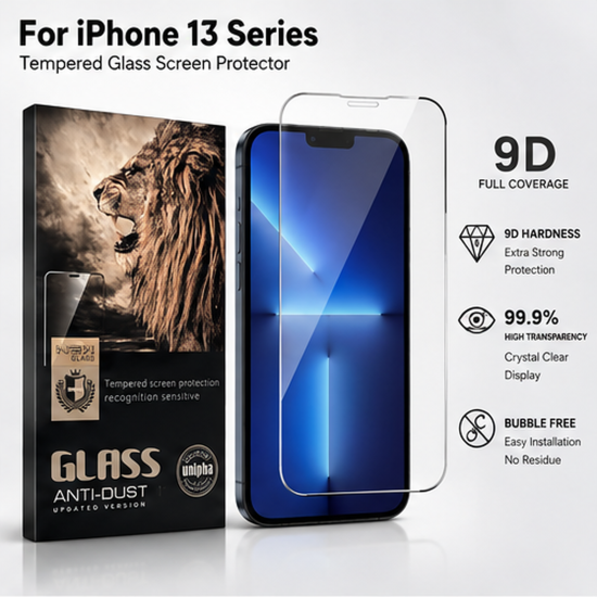 9D Curved Tempered Glass for iPhone 13 Mini Black