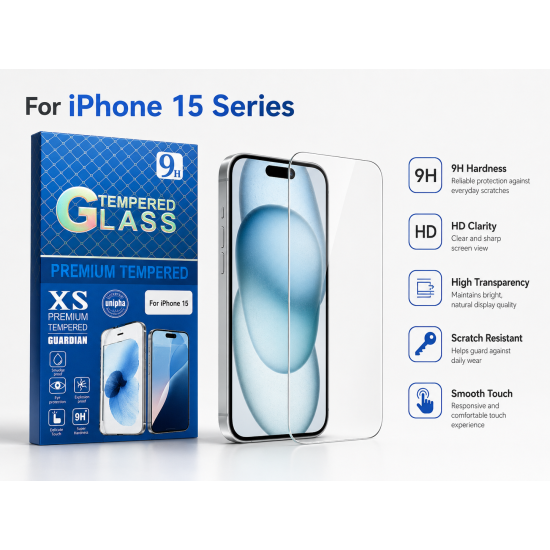 For iPhone 15/15 Pro | Tempered Glass Protector | 9H