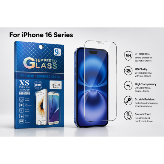 For iPhone 16 Plus | Tempered Glass Protector | 9H