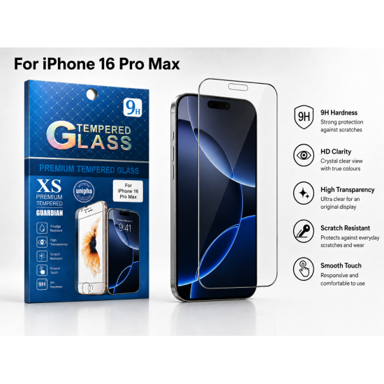 For iPhone 16 Pro Max | Tempered Glass Protector | 9H For iPhone 16 Pro Max | Tempered Glass Protector | 9H