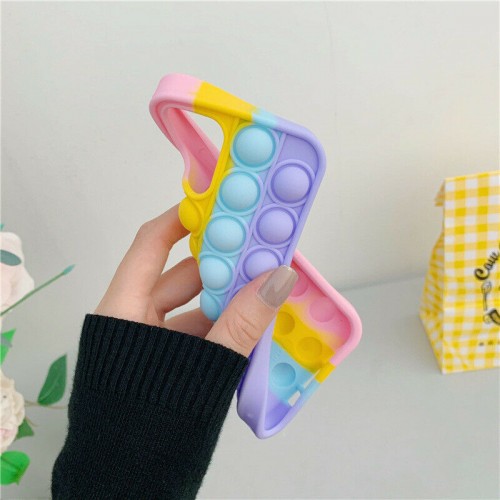 3D Fidget Pop It Toy Rainbow Silicone Case For iPhone 12 Mini 