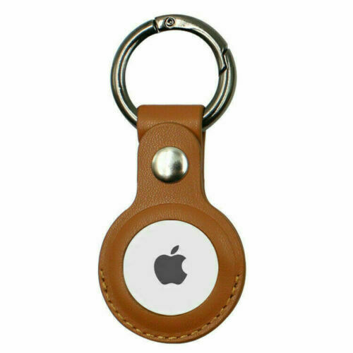 Apple AirTag Leather Case with Key Ring Brown 