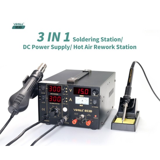 YIHUA 853D 1A Digital Hot Air Gun Rework Station 4 nozzles YIHUA 853D 1A Digital Hot Air Gun Rework Station 4 nozzles