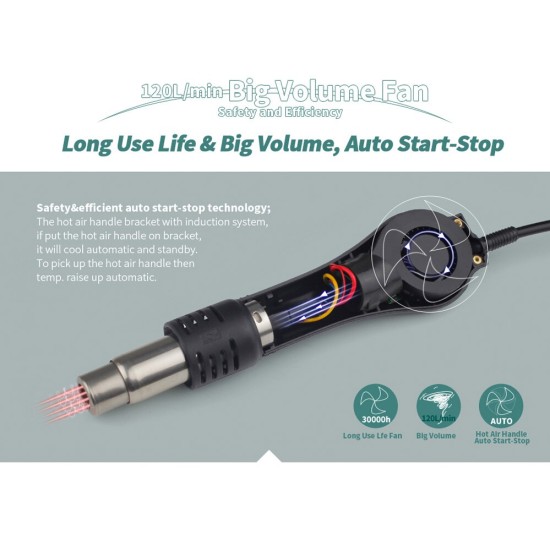 YIHUA 853D 1A Digital Hot Air Gun Rework Station 4 nozzles YIHUA 853D 1A Digital Hot Air Gun Rework Station 4 nozzles