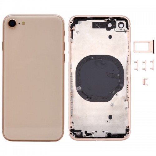 For Apple iPhone 8 Metal Frame Back Chassis Housing Rear Glass Cover Replacement Gold 