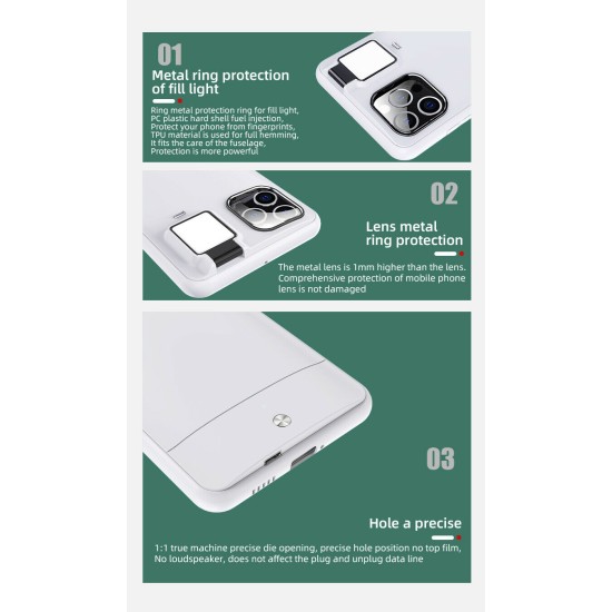 ASOD-029 LED Fill light Selfie Case For iPhone 11 Pro White