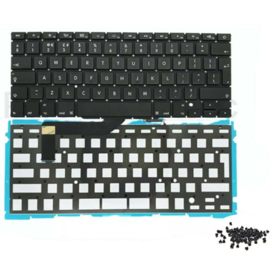 Replacement UK Keyboard Backlight + Screws Flex For Macbook A1398