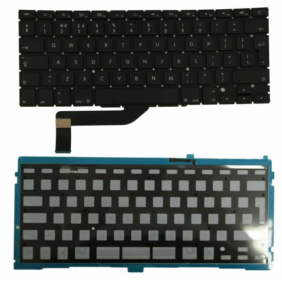 Replacement UK Keyboard Backlight + Screws Flex For Macbook A1398