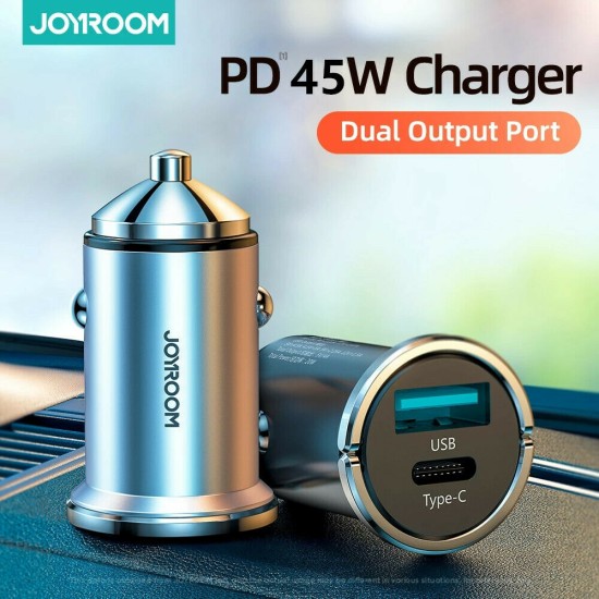 Joyroom C-A35 45W Dual Port Pull Ring Mini Fast Charge Silver