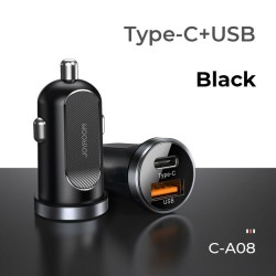 Joyroom C-A08 PD+QC3.0 30W Dual Port Transparent Car Charger Black Joyroom C-A08 PD+QC3.0 30W Dual Port Transparent Car Charger Black