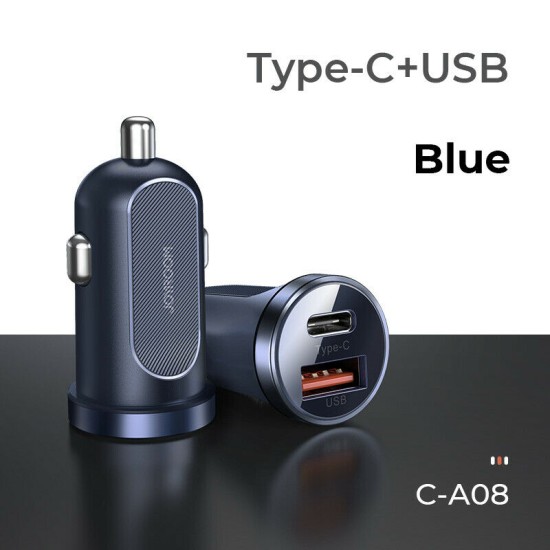 Joyroom C-A08 PD+QC3.0 30W Dual Port Transparent Car Charger Blue Joyroom C-A08 PD+QC3.0 30W Dual Port Transparent Car Charger Blue