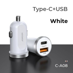 Joyroom C-A08 PD+QC3.0 30W Dual Port Transparent Car Charger White
