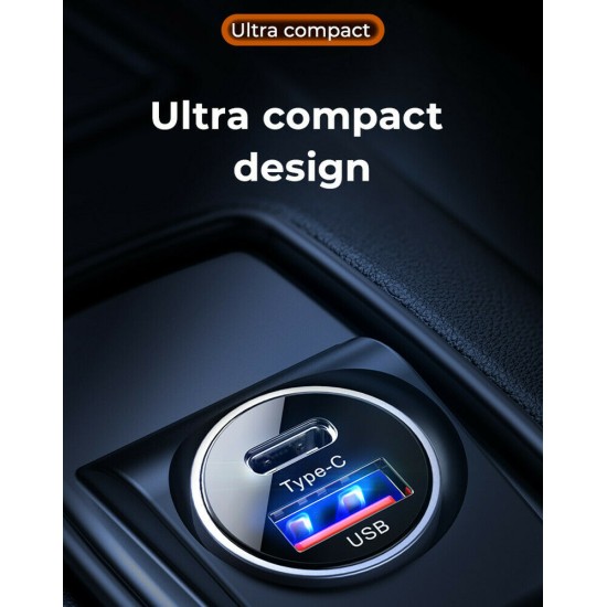 Joyroom C-A08 PD+QC3.0 30W Dual Port Transparent Car Charger Black Joyroom C-A08 PD+QC3.0 30W Dual Port Transparent Car Charger Black