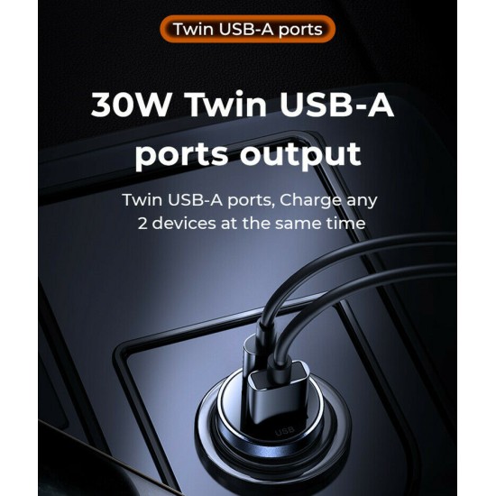 Joyroom C-A08 PD+QC3.0 30W Dual Port Transparent Car Charger Black Joyroom C-A08 PD+QC3.0 30W Dual Port Transparent Car Charger Black