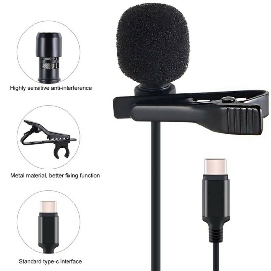 JH-041 TYPE-C Lavalier Wired Microphone Black