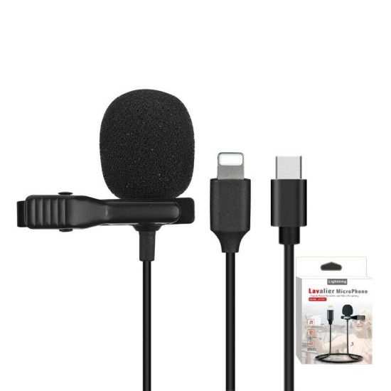 JH-041 Lightning Lavalier Wired Microphone Black JH-041 Lightning Lavalier Wired Microphone Black