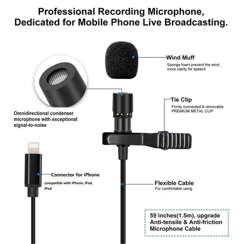 Lavalier Microphone Stereo Mic For Live Stream 