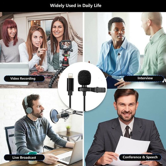 JH-041 Lightning Lavalier Wired Microphone Black JH-041 Lightning Lavalier Wired Microphone Black