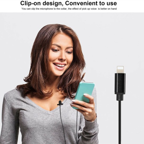 JH-041 Lightning Lavalier Wired Microphone Black JH-041 Lightning Lavalier Wired Microphone Black