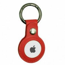 Apple AirTag Leather Case with Key Ring Red