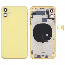 For iPhone 11 Metal Frame Back Chassis Housing Rear Glass Cover Replacement Yellow 