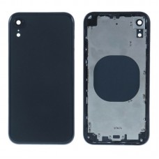 For iPhone XR 6.1" Metal Frame Back Chassis Housing Rear Glass Cover Replacement Black 