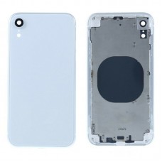 For iPhone XR 6.1" Metal Frame Back Chassis Housing Rear Glass Cover Replacement White 