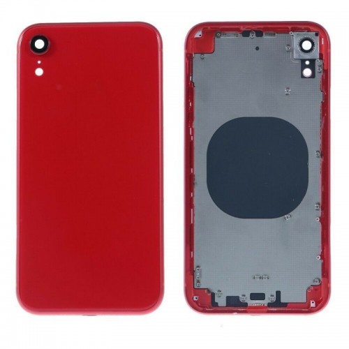 For iPhone XR 6.1" Metal Frame Back Chassis Housing Rear Glass Cover Replacement Red 