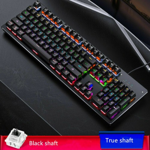 RGB Led Gaming Mechanical Keyboard 104 Keys USB Wired for PC Laptop PS4 Xbox LOL Black 