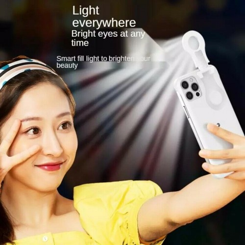 Selfie LED Fill Light Ring Flash Case for iPhone 11 White 