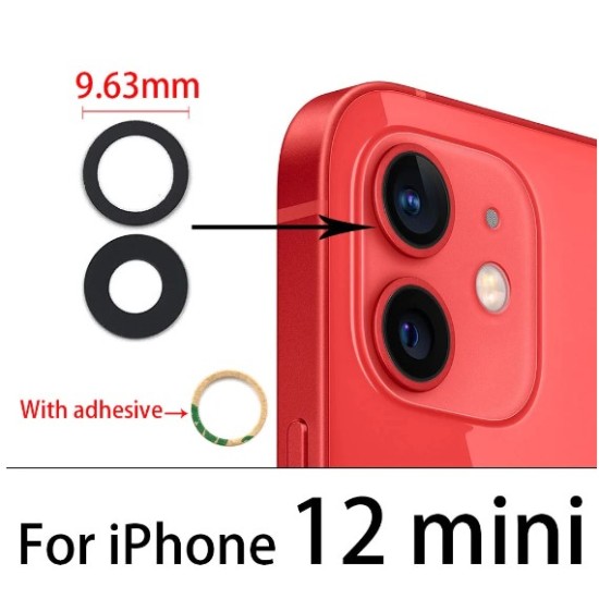 Replacement Without Frame Camera Lens Cover Glass For iPhone 12 Mini Black Replacement Without Frame Camera Lens Cover Glass For iPhone 12 Mini Black