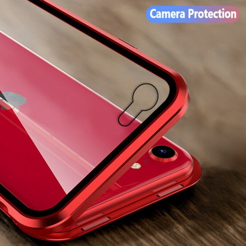 Magnetic Adsorption Metal Front & Back Case For iPhone SE 2 Red