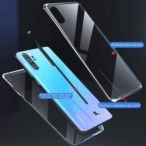 Magnetic Adsorption Metal Front & Back Case For P30 Pro Black