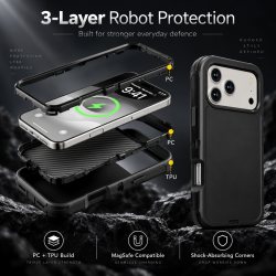 XW Triple-Protected Solid Color Robot Phone Case for iPhone 18 Pro Max Black
