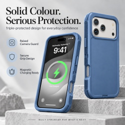 XW Triple-Protected Transparent Robot Phone Case for iPhone 18 Pro Blue