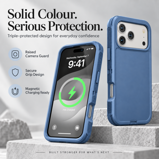 XW Triple-Protected Transparent Robot Phone Case for iPhone 18 Pro Blue