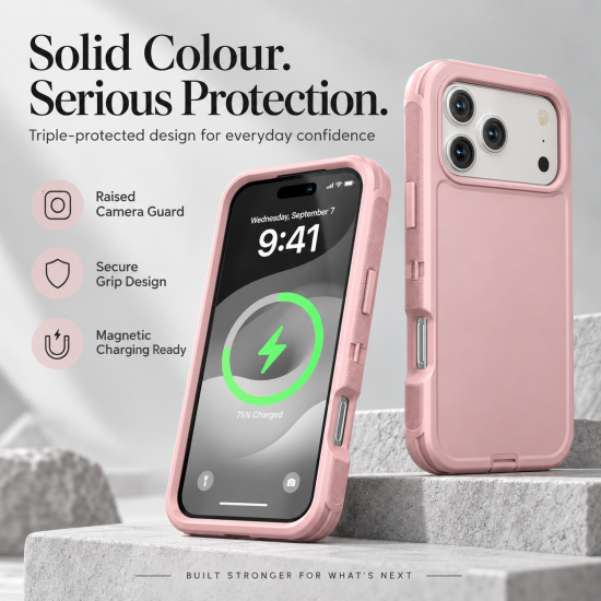 XW Triple-Protected Transparent Robot Phone Case for iPhone 18 Pro Pink