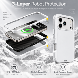 XW Triple-Protected Transparent Robot Phone Case for iPhone 18 Pro Max White