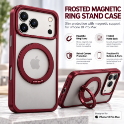 Transparent Magnetic Ring Stand for iphone 18pro cherry red