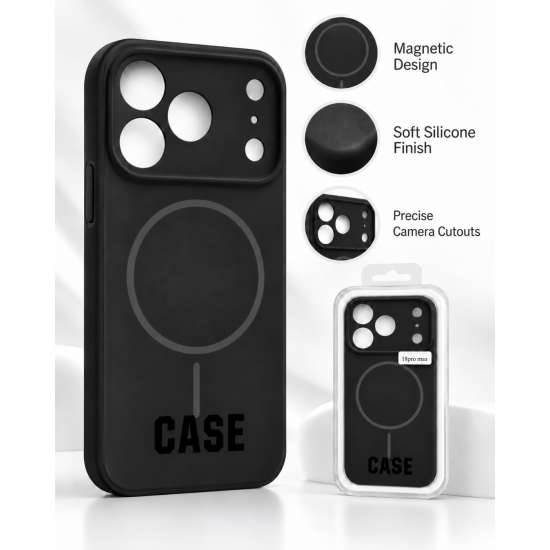 Magnetic Silicone Phone Case | for iPhone 18 Pro Max | Black