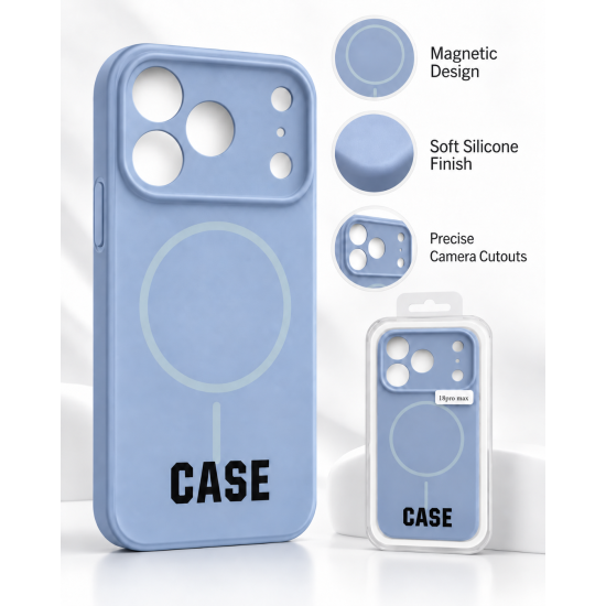 Magnetic Silicone Phone Case | for iPhone 18 Pro Max | Glacier Blue