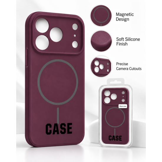 Magnetic Silicone Phone Case | for iPhone 18 Pro Max | Burgundy