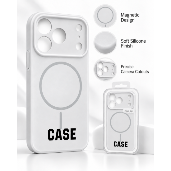 Magnetic Silicone Phone Case | for iPhone 18 Pro Max | White