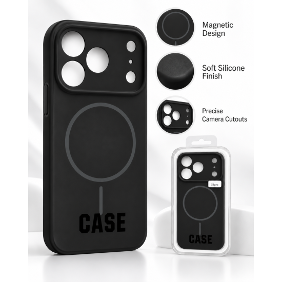 Magnetic Silicone Phone Case | for iPhone 18 Pro | Black
