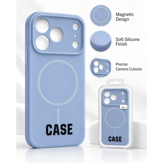 Magnetic Silicone Phone Case | for iPhone 18 Pro | Glacier Blue