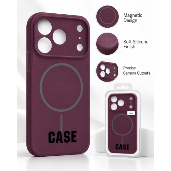 Magnetic Silicone Phone Case | for iPhone 18 Pro | Burgundy 