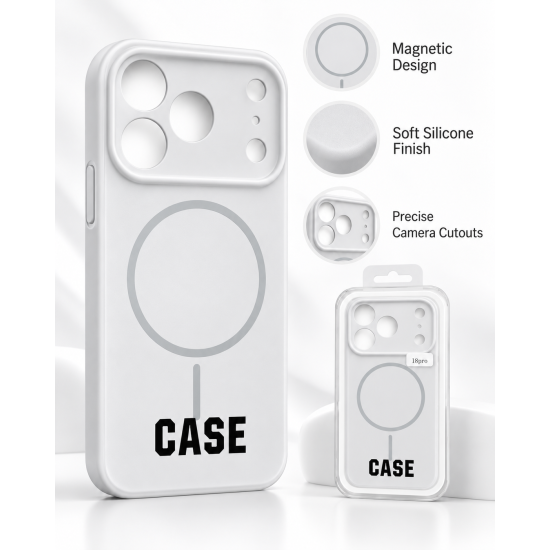 Magnetic Silicone Phone Case | for iPhone 18 Pro | White