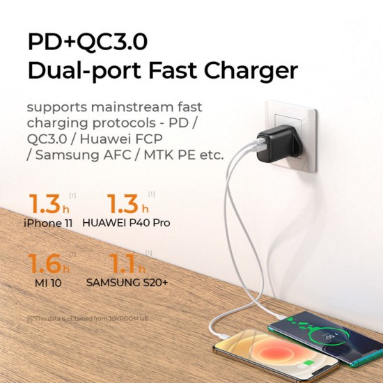 Joyroom L-QP203 20W PD Fast Charger British Regulatory Black