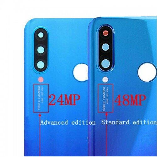 For Huawei P30 Lite Rear Glass Battery Back Cover Replacement + CameraLens 48MP Black 